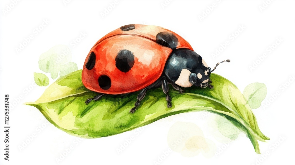 A vibrant illustration of a ladybug perched on a green leaf, showcasing the harmonious beauty of nature and the intricate details of this delightful insect. A vibrant illustration of a ladybug perched on a green leaf, showcasing the harmonious beauty of nature and the intricate details of this delightful insect.