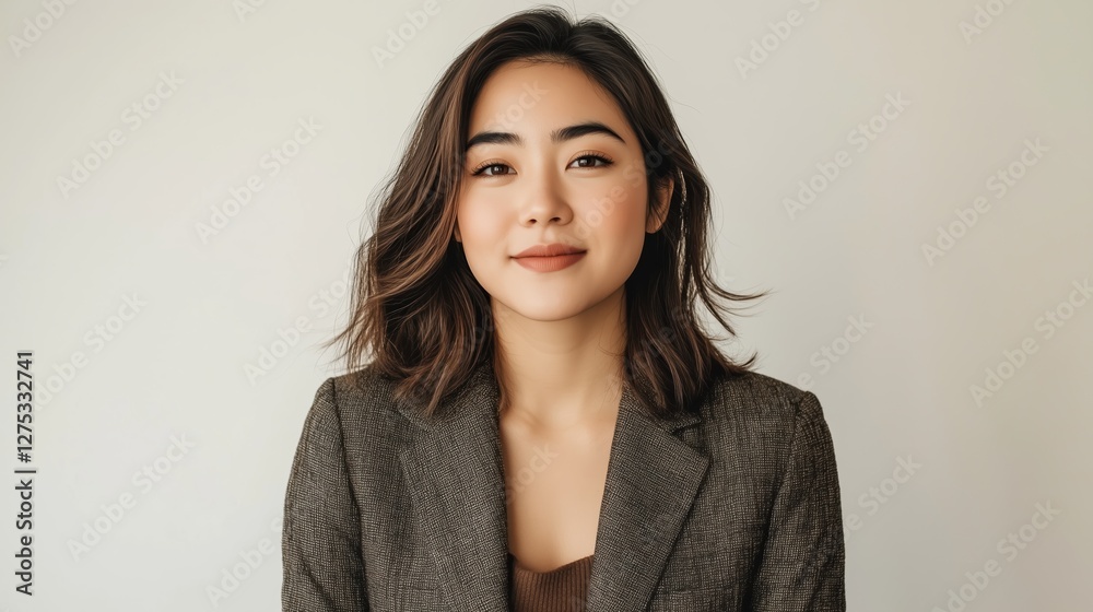 Obraz premium Portrait of a Confident Young Woman in Elegant Business Attire While Smiling Calmly