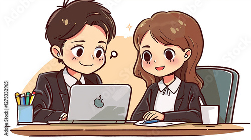 tow business people in office on laptop