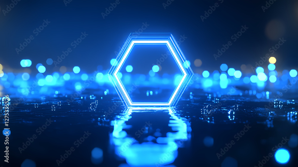 Blue Sci-Fi Hexagon with Glow Blue Sci-Fi Hexagon with Glow