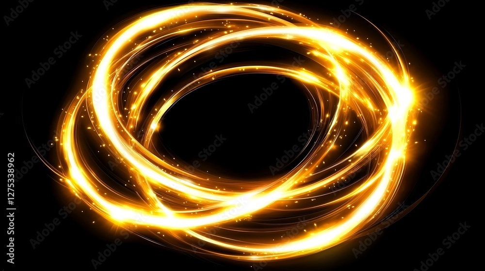 Golden Light Trails Create Abstract Circular Design Golden Light Trails Create Abstract Circular Design