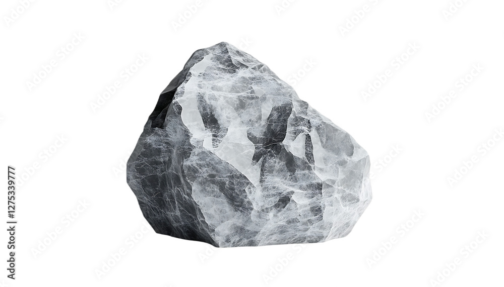 Gray stone, textured, isolated, natural, geological object Gray stone, textured, isolated, natural, geological object