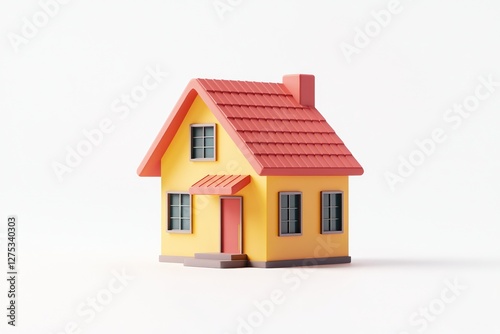 3D real estate mortgage symbol, bold design on a white background.