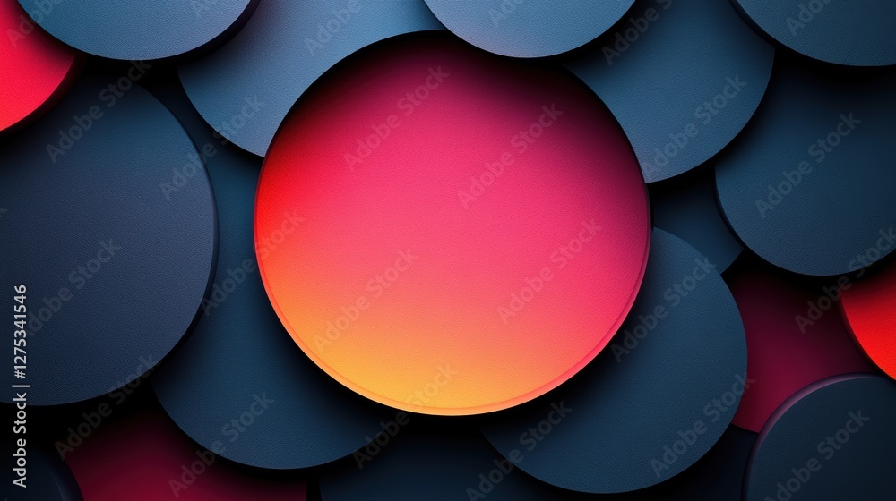 Abstract Gradient Circles on Dark Background in Red and Blue Tones Abstract Gradient Circles on Dark Background in Red and Blue Tones