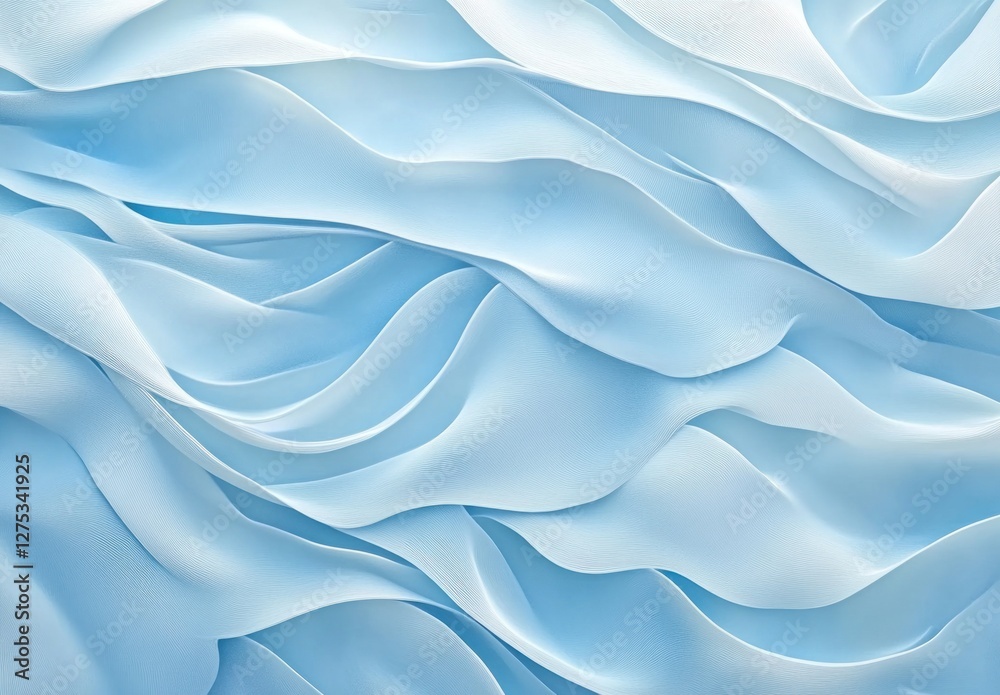 Fototapeta premium Abstract light blue fabric waves texture background.