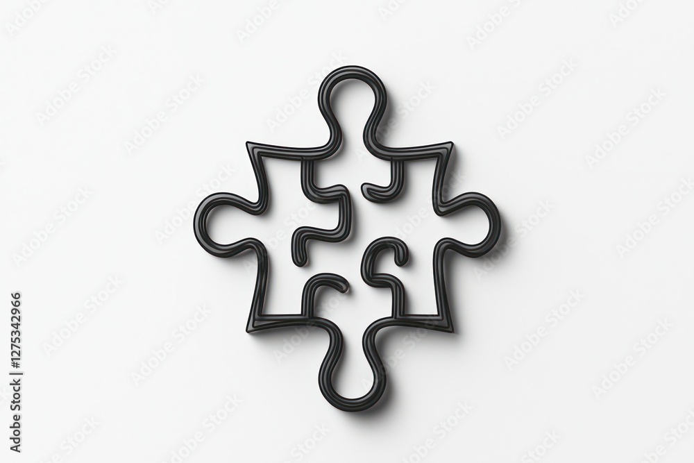 Fototapeta premium 3D puzzle piece symbol, representing problem-solving in clean minimalist design.