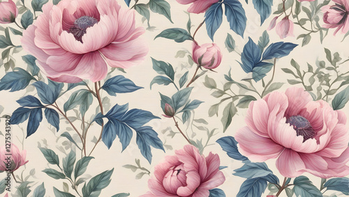 tiles design, Minimalist & Modern Watercolor Floral Artwork © Sad