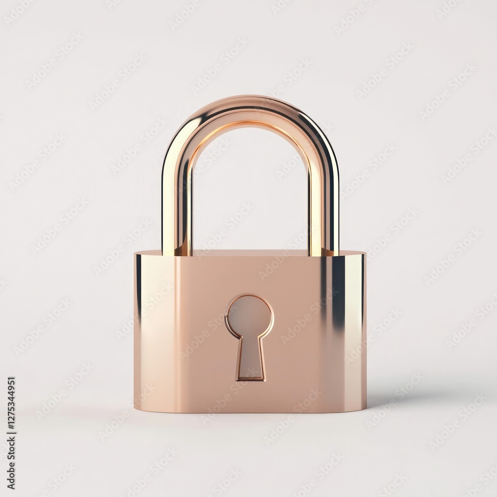 Fototapeta premium 3D Glyph Line Icon showcasing a padlock design representing data security and privacy protection on a white background.