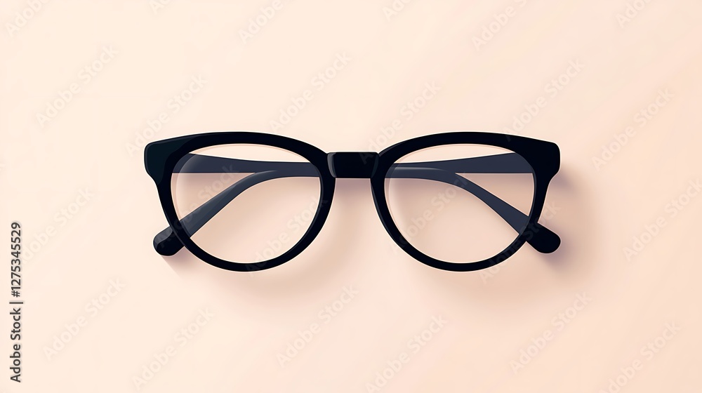 Black framed eyeglasses on a beige background. Black framed eyeglasses on a beige background.