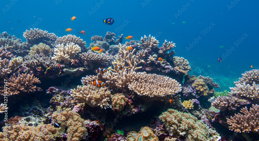 Fototapeta premium coral reef underwater background generative ai art