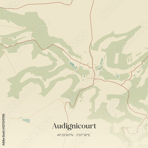 Vintage map of Audignicourt, France.