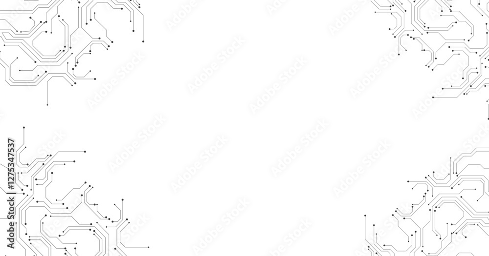 Fotografie Technology black circuit diagram on white background