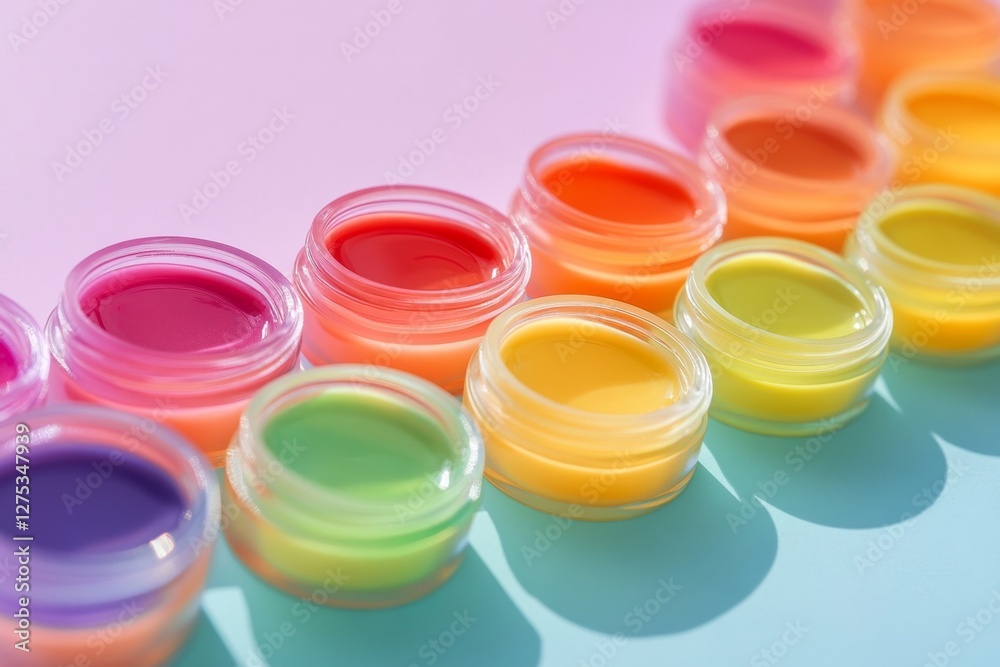 Colorful Lip Balms in Glass Jars - A Vibrant Beauty Collection Colorful Lip Balms in Glass Jars - A Vibrant Beauty Collection