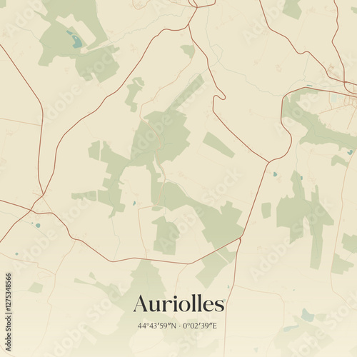 Vintage map of Auriolles, France.