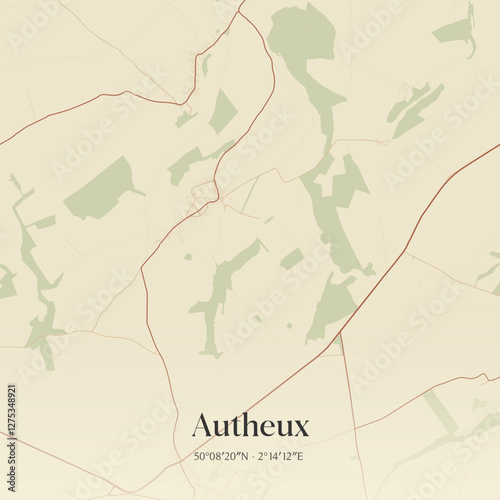Vintage map of Autheux, France.