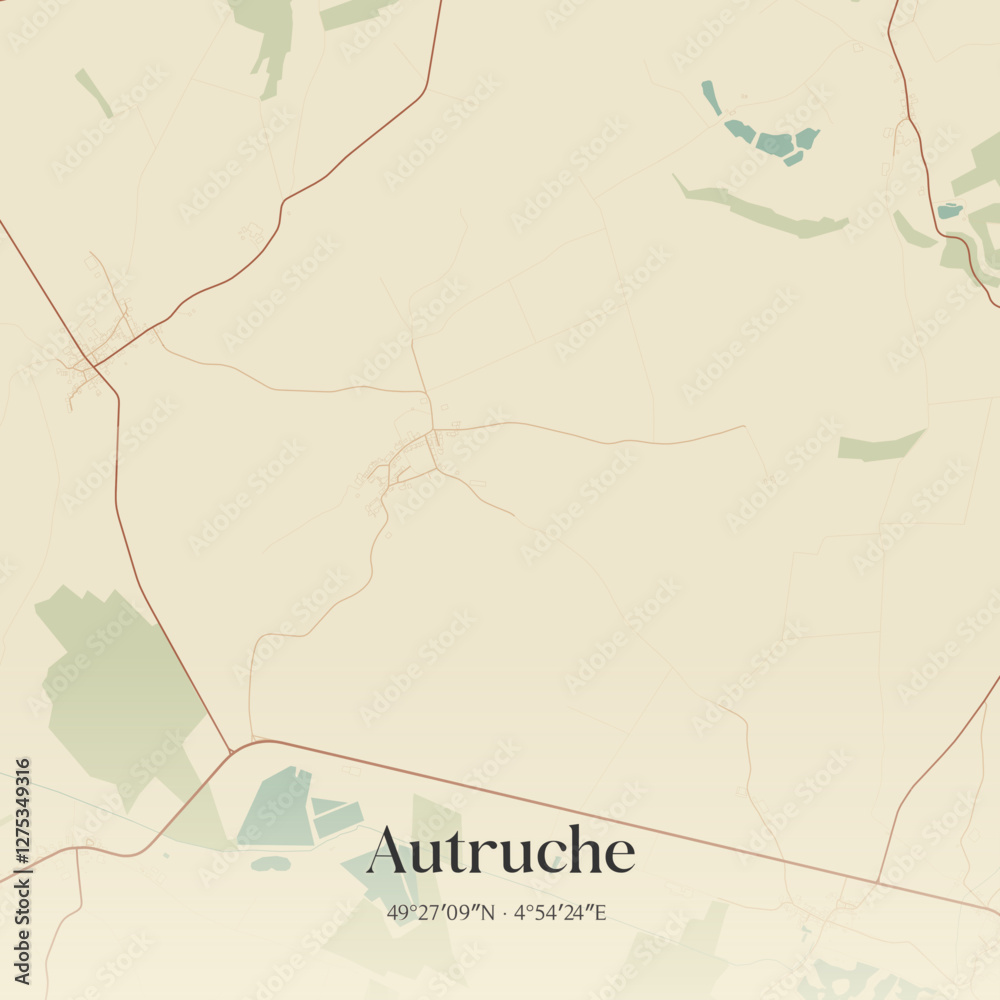 Fototapeta premium Vintage map of Autruche, France.