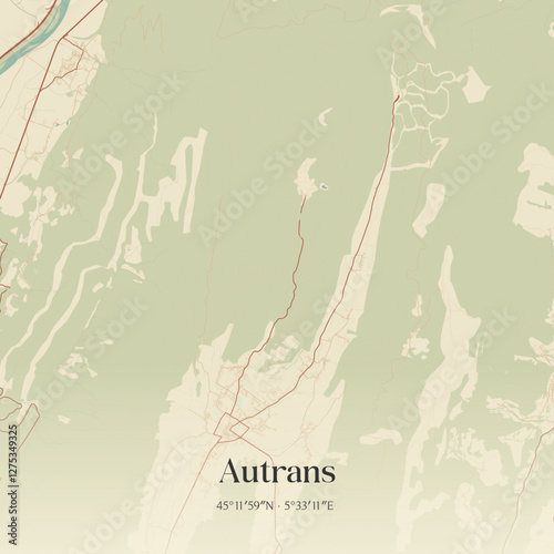 Vintage map of Autrans, France.
