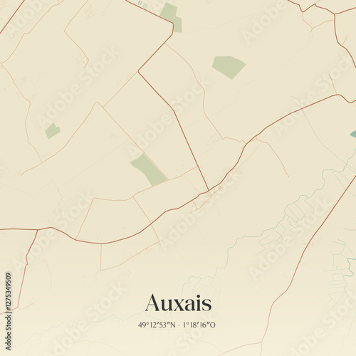Vintage map of Auxais, France.