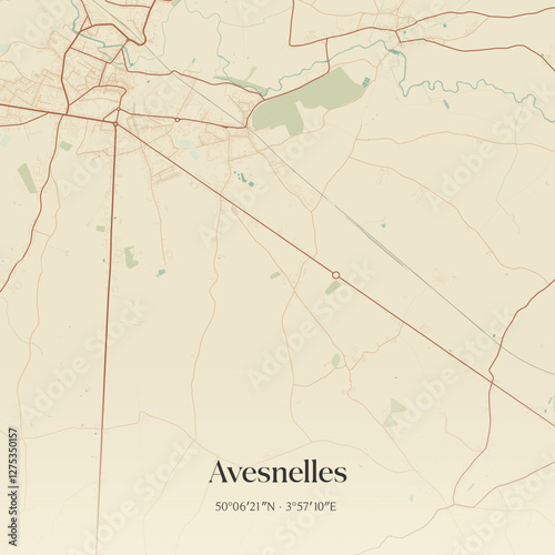 Vintage map of Avesnelles, France.
