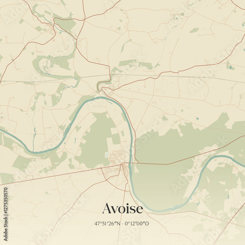Vintage map of Avoise, France.