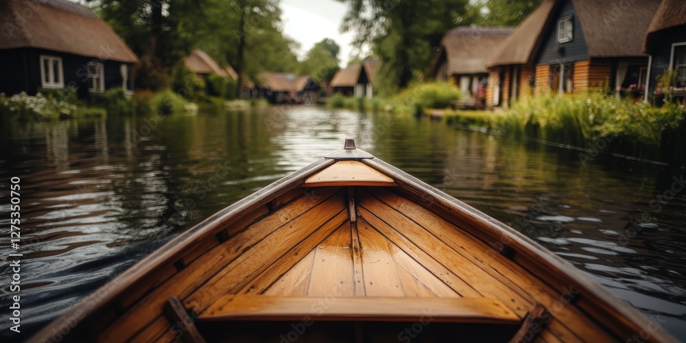 Exploring giethoorn canals in a wooden boat, tranquil netherlands journey Exploring giethoorn canals in a wooden boat, tranquil netherlands journey