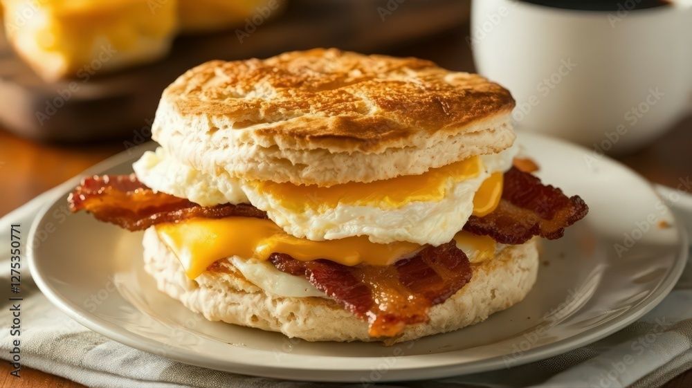 Crispy Bacon and Egg Biscuit Breakfast Sandwich Crispy Bacon and Egg Biscuit Breakfast Sandwich