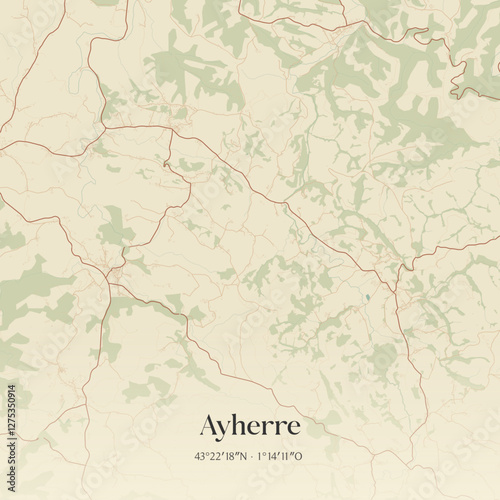 Vintage map of Ayherre, France.