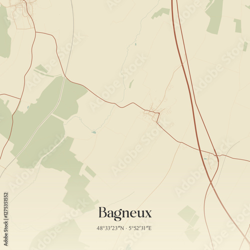 Vintage map of Bagneux, France.