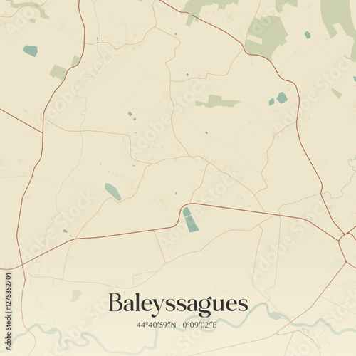 Vintage map of Baleyssagues, France.