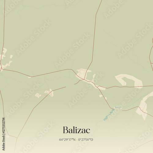 Vintage map of Balizac, France.