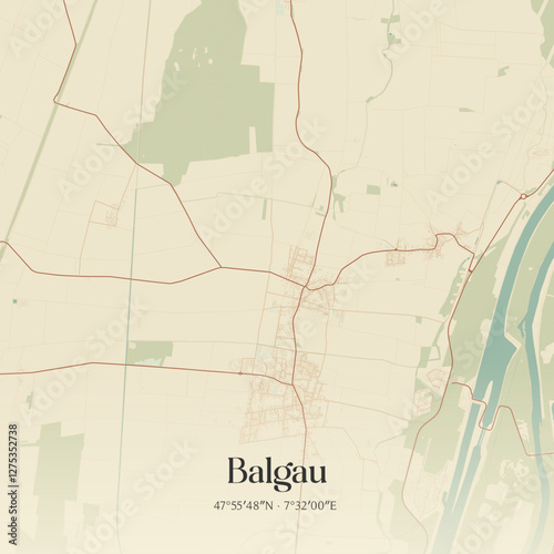 Vintage map of Balgau, France.