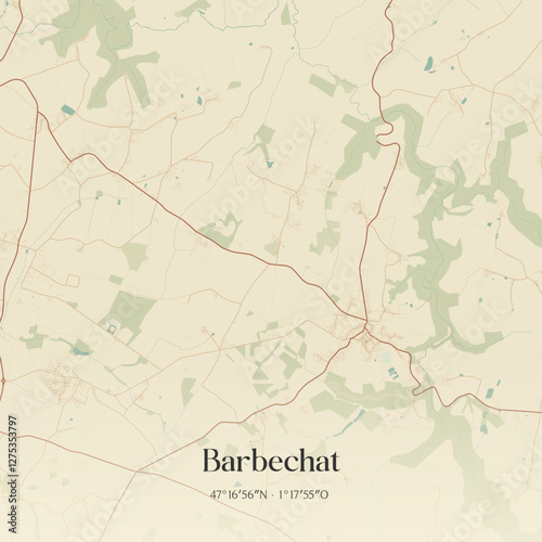 Vintage map of Barbechat, France.