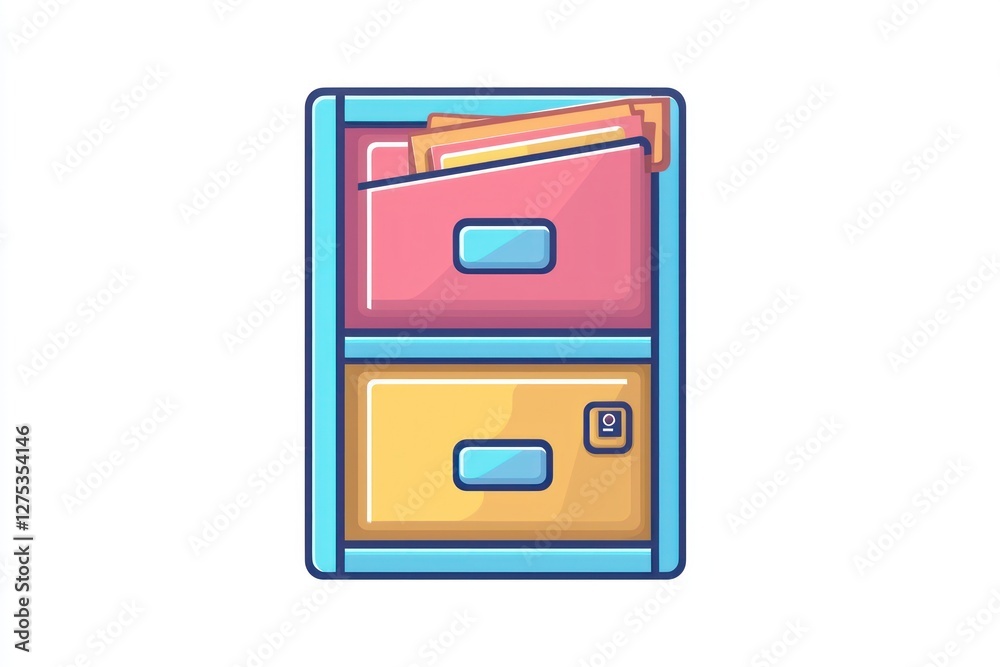 3D Glyph Line Icon illustrating a file storage cabinet, used for organizing documents. 3D Glyph Line Icon illustrating a file storage cabinet, used for organizing documents.