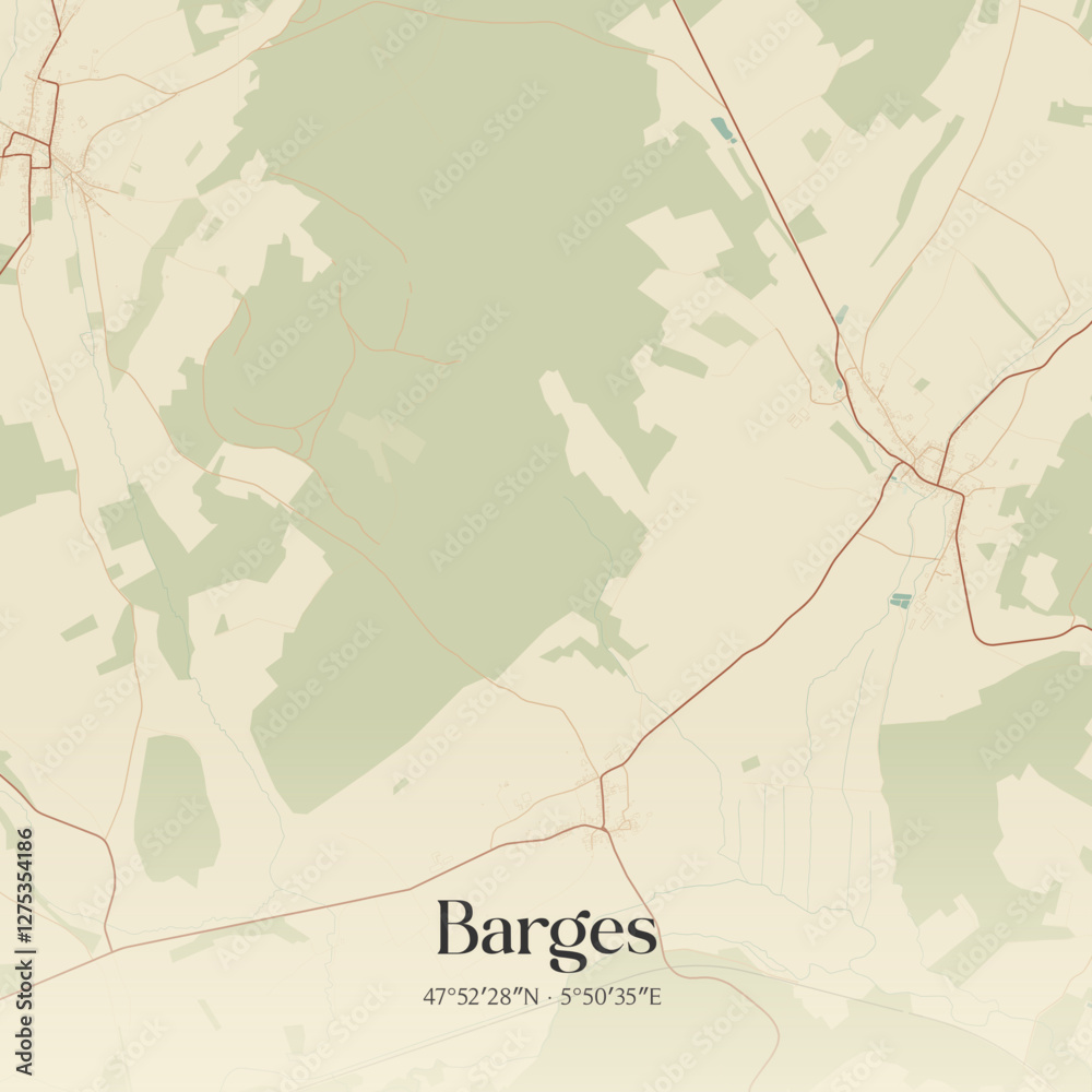 Obraz premium Vintage map of Barges, France.