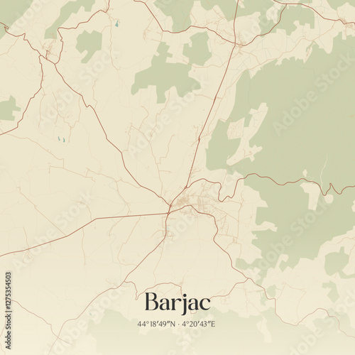 Vintage map of Barjac, France.