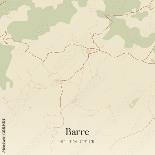 Vintage map of Barre, France.