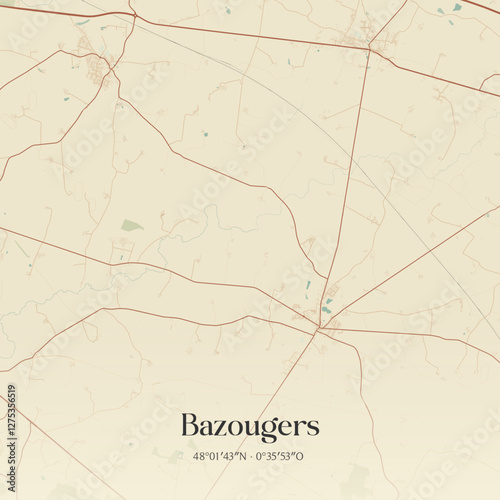 Vintage map of Bazougers, France.
