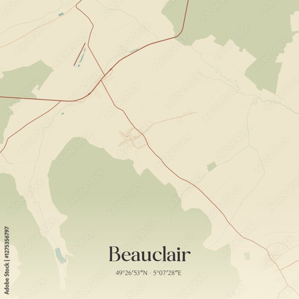 Obraz premium Vintage map of Beauclair, France.