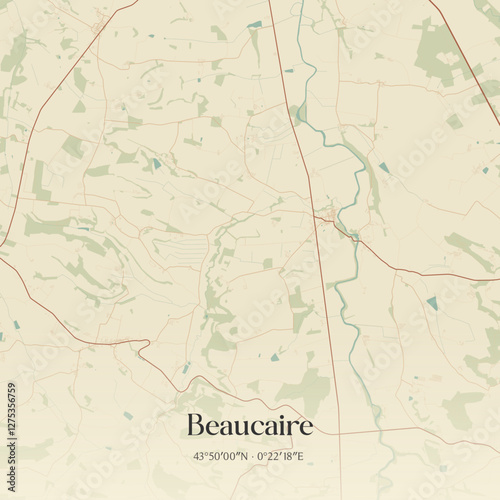 Vintage map of Beaucaire, France.