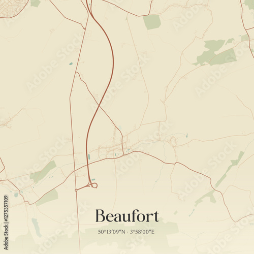 Vintage map of Beaufort, France.