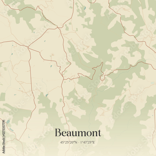 Vintage map of Beaumont, France.