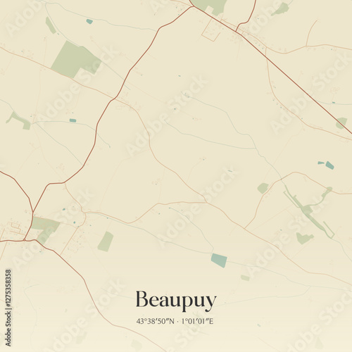 Vintage map of Beaupuy, France.