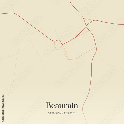Vintage map of Beaurain, France.