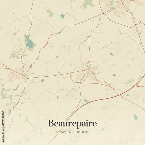 Vintage map of Beaurepaire, France.