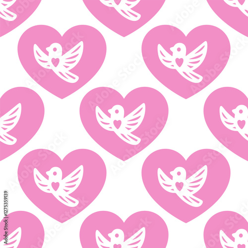 Trendy  Floral Heart Pattern with birds