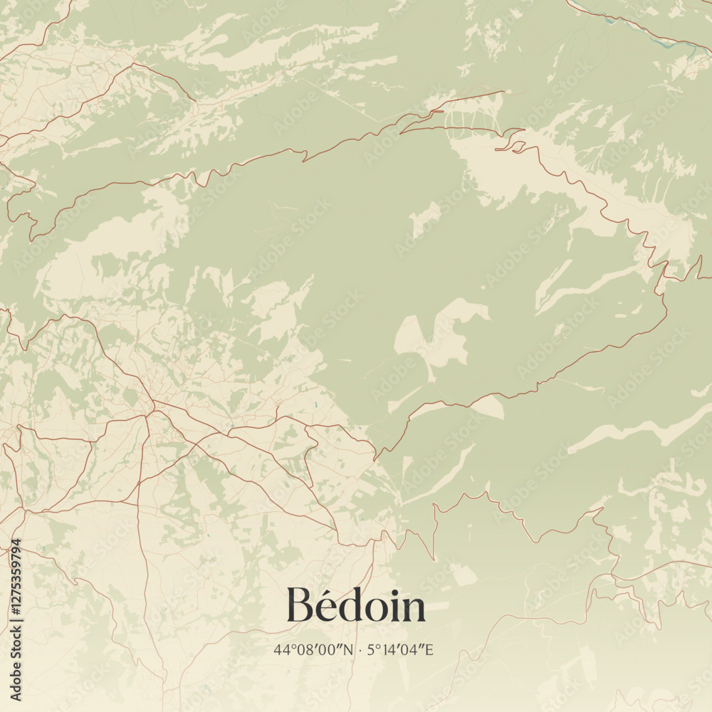 Obraz premium Vintage map of Bédoin, France.