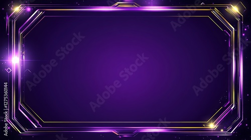 Abstract Purple and Gold Geometric Frame Background