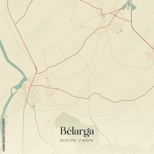 Vintage map of Bélarga, France.