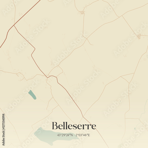 Vintage map of Belleserre, France.