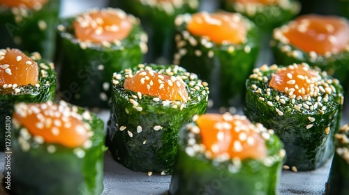 Wallpaper Mural Delicious Sushi Rolls with Salmon and Sesame Seeds Torontodigital.ca